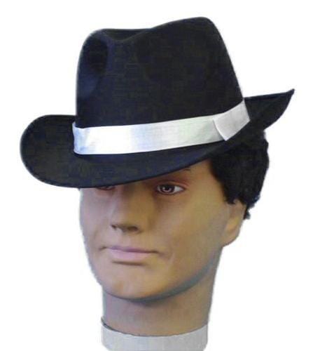 Black Satin Costume 1920's Fedora Gangster Hat