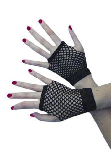 Black Short 1980's Fishnet Gloves