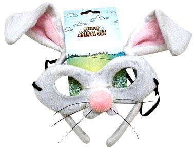 Bunny White Rabbit Animal Headband and Mask Dress Up Set