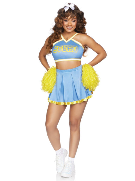 Cheerleader Blue and Yellow Hire Costume