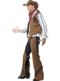 Wild West Cowboy Mens Costume Rodeo Gunslinger Chaps And Vest Fancy Dress Outfit