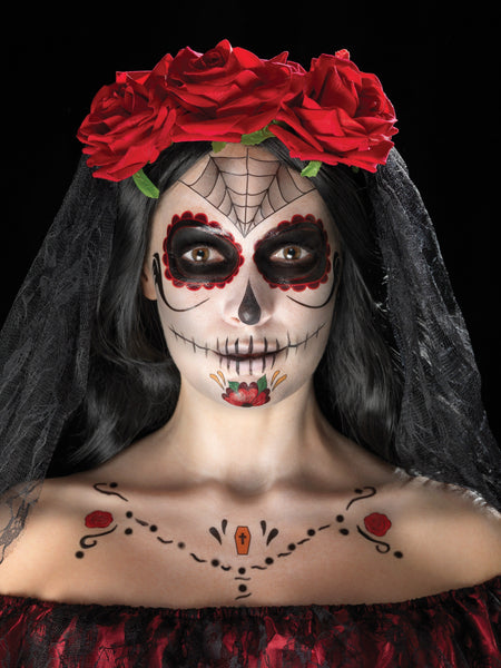 Day of the Dead Temporary Face Tattoo and Face Paint Set