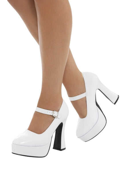 Disco 70's Ladies White Platform Shoes