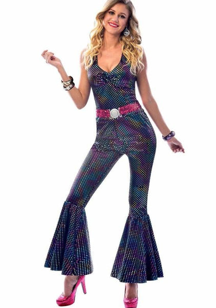 Disco Diva 70s Rainbow Sequin Jumpsuit