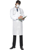 Doctor Scientist White Lab Coat and Mask Fancy Dress Adult Costume