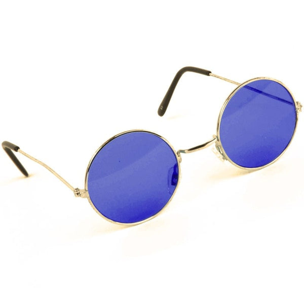 Hippie Blue Round Lennon Glasses Rock Star Costume Sunglasses