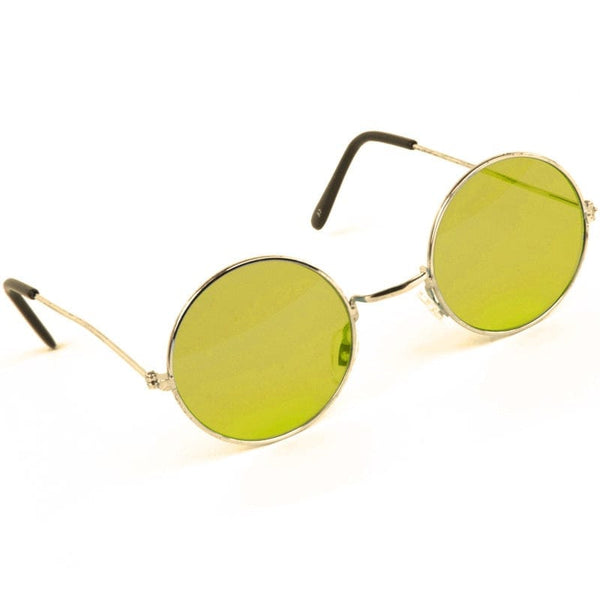 Hippie Yellow Round Lennon Glasses Rock Star Costume Sunglasses