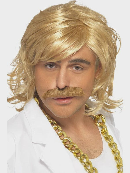 Game Show Host Blonde Wig and Moustache Kit
