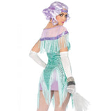 Gatsby Foxtrot Flirt 1920's Women's Aqua Flapper Fancy Dress Hire Costume back