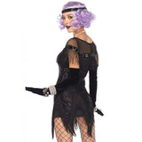 Gatsby Foxtrot Flirt 1920's Women's Black Flapper Fancy Dress Hire Costume back