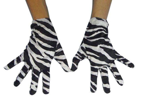 Short Zebra Costume Gloves