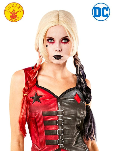 Harley Quinn Red and Black Plaits Wig