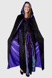 Hooded Reversible Satin Lined Capes for Adults Black and Purple