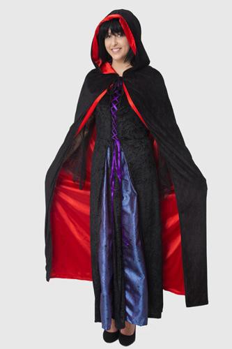 Hooded Reversible Satin Lined Capes for Adults Black and Red