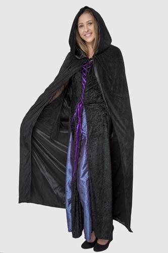 Hooded Reversible Satin Lined Capes for Adults Black