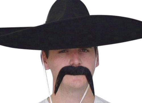 Mexican Black Moustache Western Bandit Costume Mo