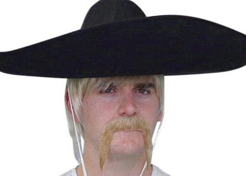 Mexican Blonde Moustache Western Cowboy Bandit Costume Mo