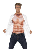 Muscle Man Realistic Buff Muscle Top Six Pack Shirt with clothes
