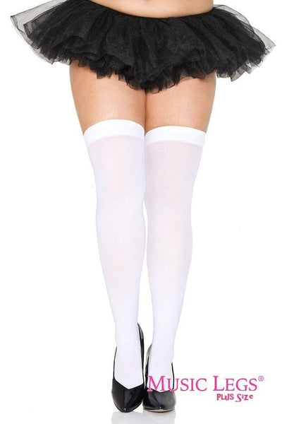 White Thigh Hi Stockings Plus Size