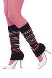 Neon Black Striped Fluoro 80s Leg Warmers