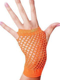 Orange Short 1980's Fishnet Gloves