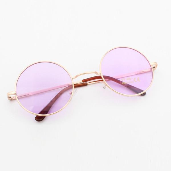 Hippie Pink Round Glasses Rock Star Costume Sunglasses