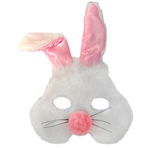 Bunny Rabbit White and Pink Plush Mask