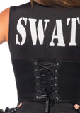 Police SWAT Deluxe Womens Costume For Hire back lacing