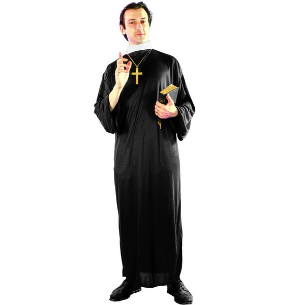 Priest Costume Preacher Robe Vicar Mens Religious Church Fancy Dress