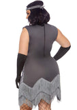 Roaring Roxy 1920's Silver Sequin Curvy Gatsby Flapper Costume back