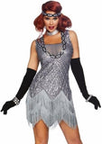 Roaring Roxy 1920's Silver Sequin Gatsby Flapper Costume