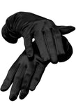 Satin Wrist Length Black Gloves