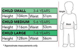 Superman Deluxe Boys Costume size chart
