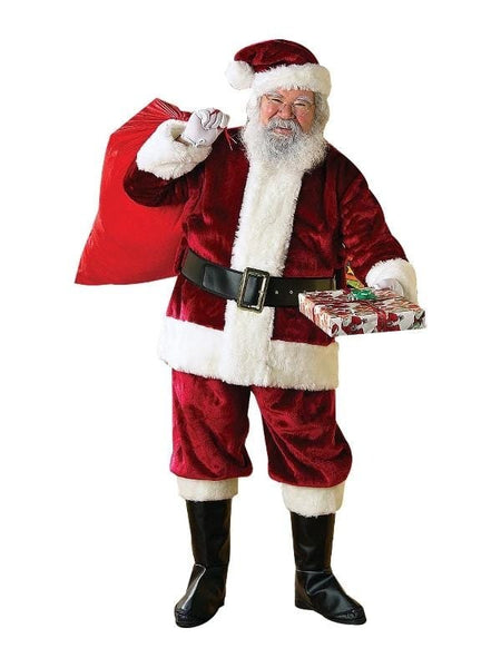 Santa Costumes - Santa Regency Crimson Deluxe Plush Costume