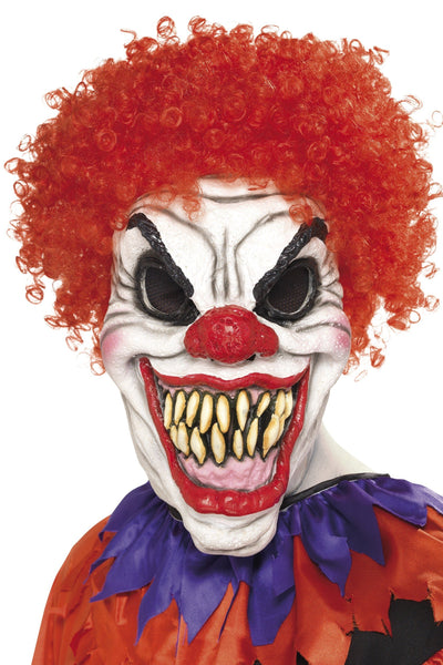 Scary Clown Mask with Red Curly Hair