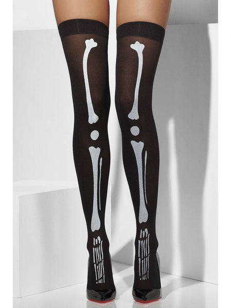 Skeleton Print Black Stay-Ups