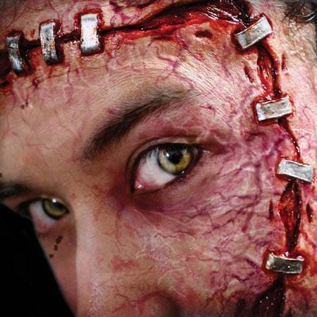 Stapled Face Wound Scares Halloween Costume Makeup 3D FX Transfers