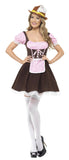 Tavern Girl Costume Pink & Brown Short Dirndl