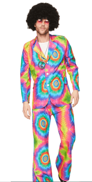 Groovy 1960s tie dye hippy suit