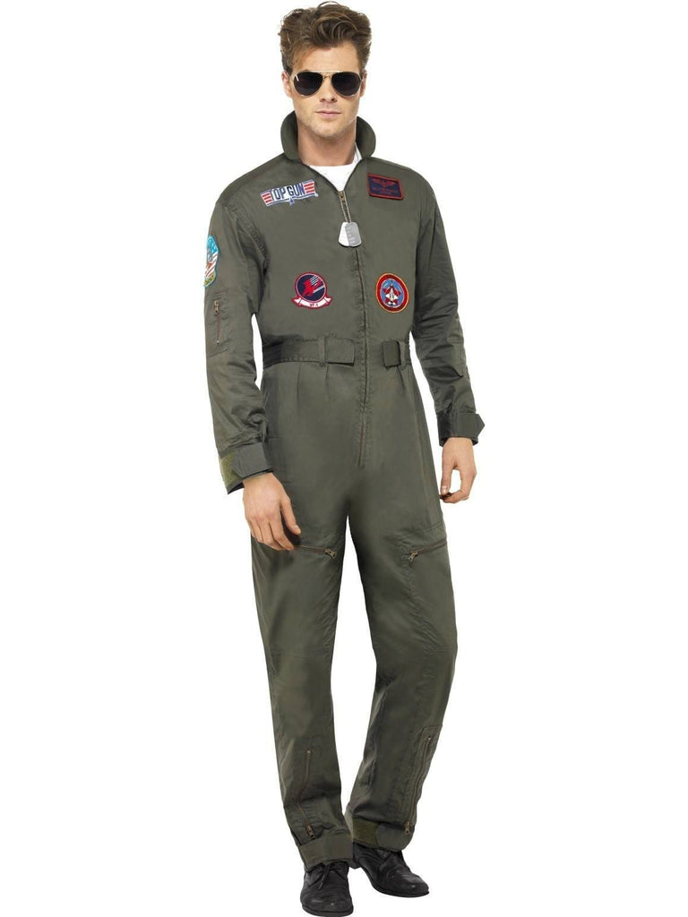 Top Gun Aviator Costume Kit Mens Or Ladies Glasses Baseball Cap Dog Tags