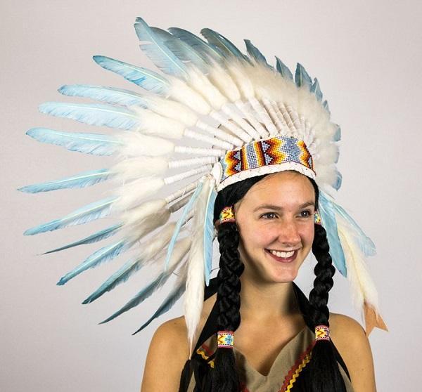 Light blue  Indian Native American Headdress