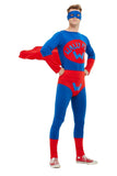Wally Man Super Hero Jumpsuit Costume with flowing cape