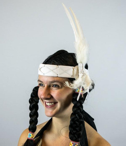 White Indian Headband Native American Headdress