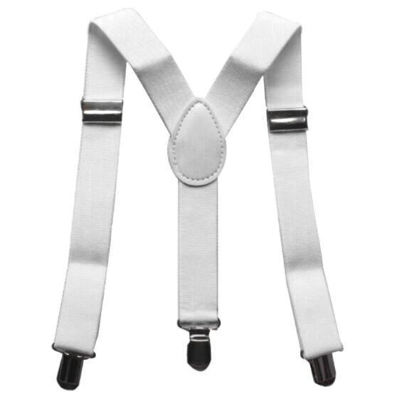 costume accessory - White Braces Suspenders