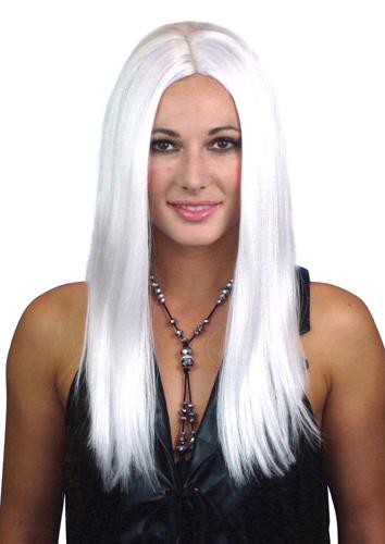 White Wig Long with Centre Part