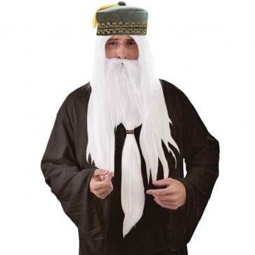 Wizard Wig And Beard Set White
