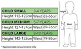 Wizard of Oz Scarecrow Children's Costume size chart