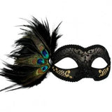 Women's Masquerade Mask Venetian Style with Peacock Feathers Gold