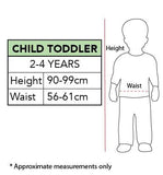 Wonder Woman Toddler Costume size chart