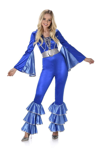 Disco Diva 70s Blue Stretch Jumpsuit